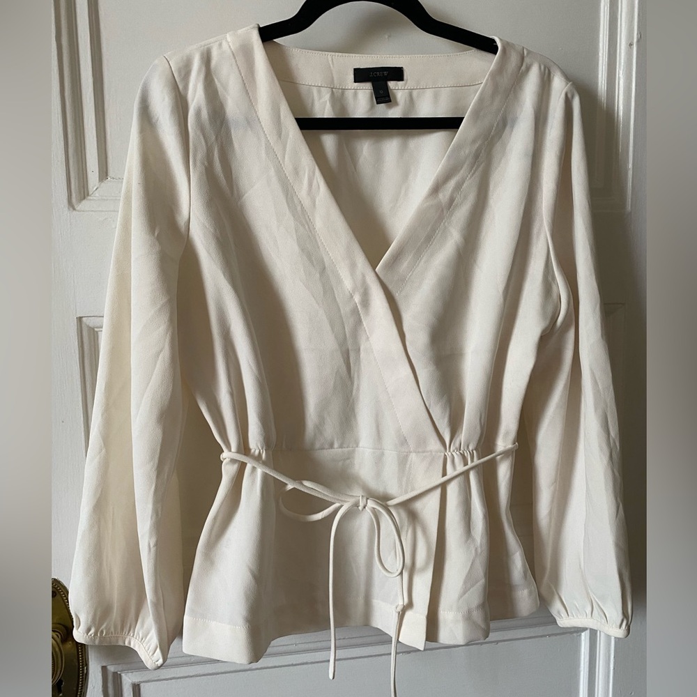 J. Crew Cream Wrap-Style Blouse